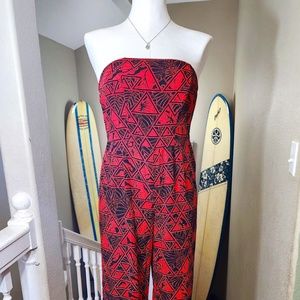 Edition Hawaii's Finest Red and Black Off Shoulder Romper Size Medium